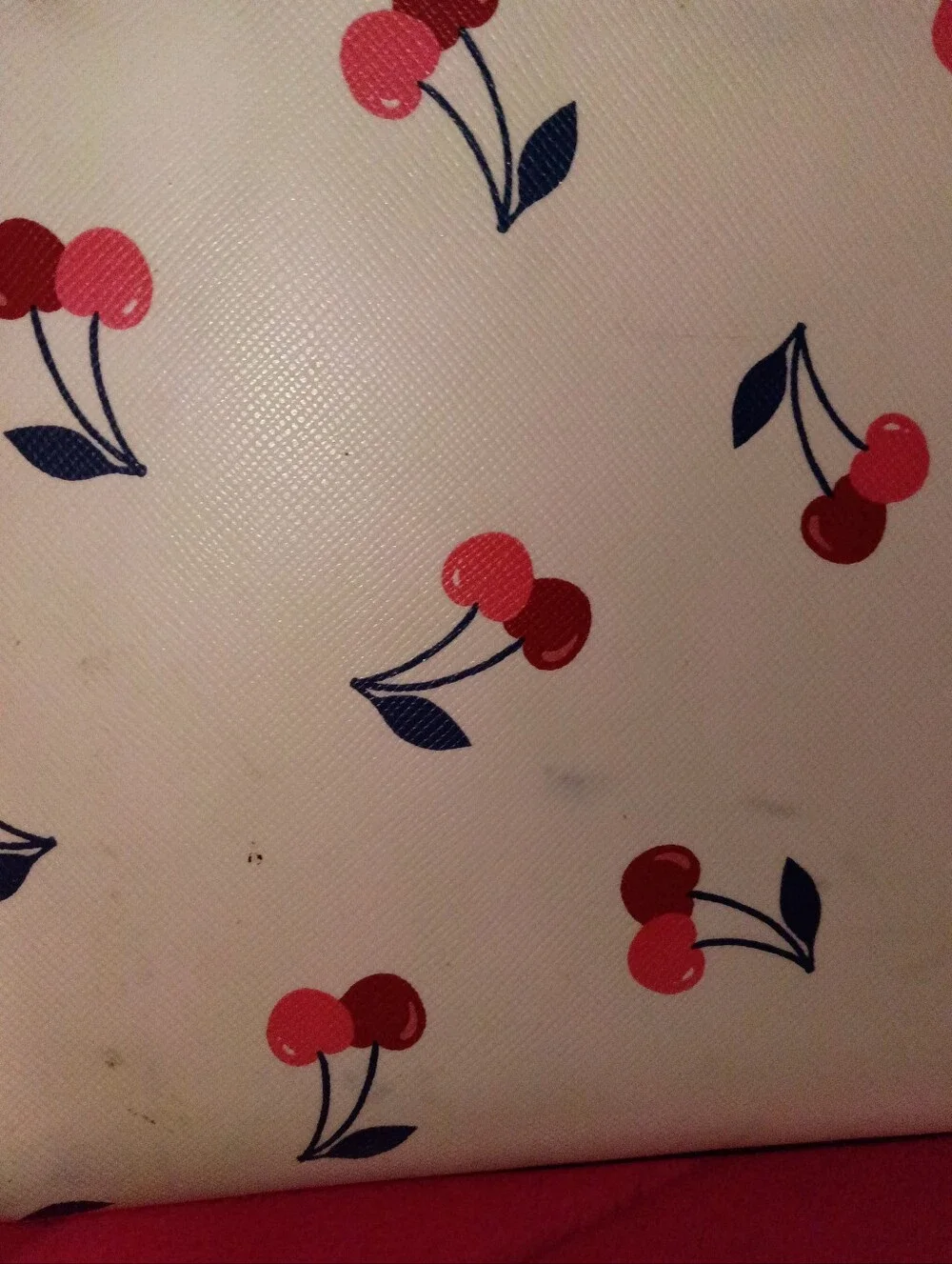 kate spade Cream Cherry Print Satchel with Navy Trim